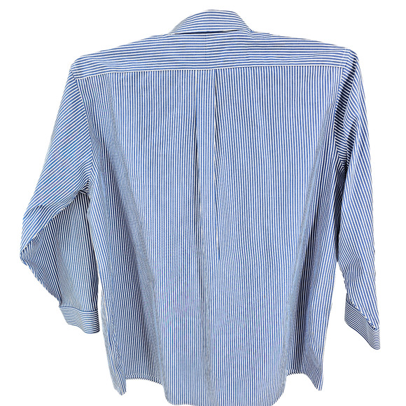 L.L. Bean Wrinkle Resistant 100% Cotton Blue and White Stripe Shirt Size 17.5-33 - Picture 3 of 8